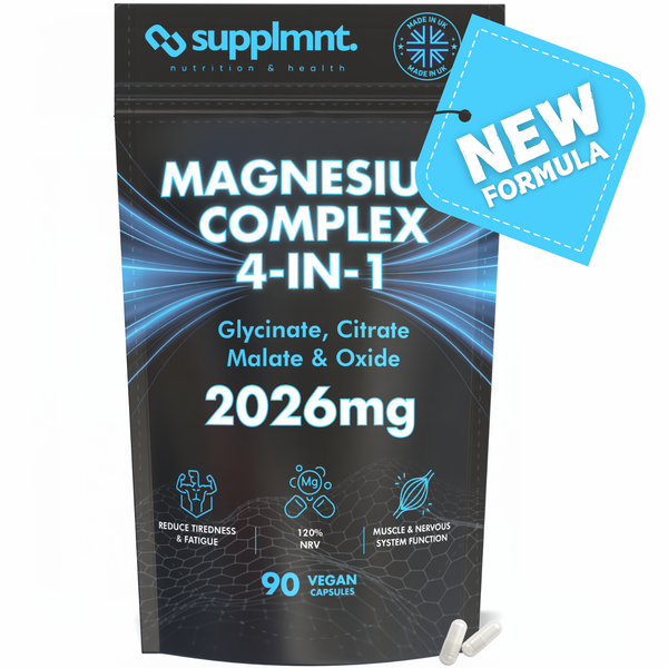 Magnesium Glycinate 4-in-1 Complex - 2026mg Supplements as Bisglycinate, Citrate, Malate & Oxide 90 Vegan Capsules, Triple High Absorption 449mg Elemental, UK Made